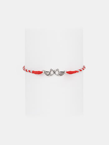 Pichwai Mayur 925 Silver Rakhi