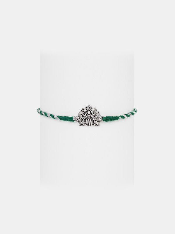 Pichwai Peacock 925 Silver Rakhi — image 3