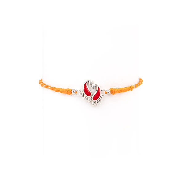 Charan Paduka 925 Silver Rakhi — image 1