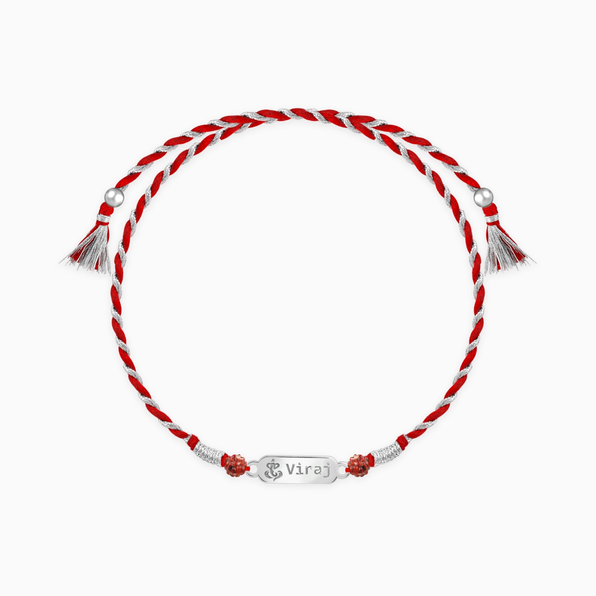 Silver Personalised Ganpati Name Rudraksh Rakhi — image 3