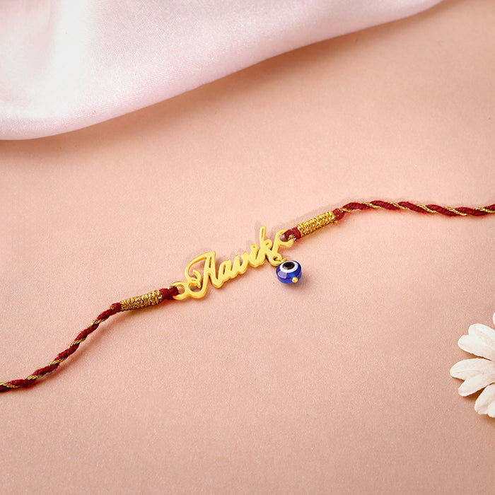Golden Personalised Name Nazar Battu Rakhi — image 2