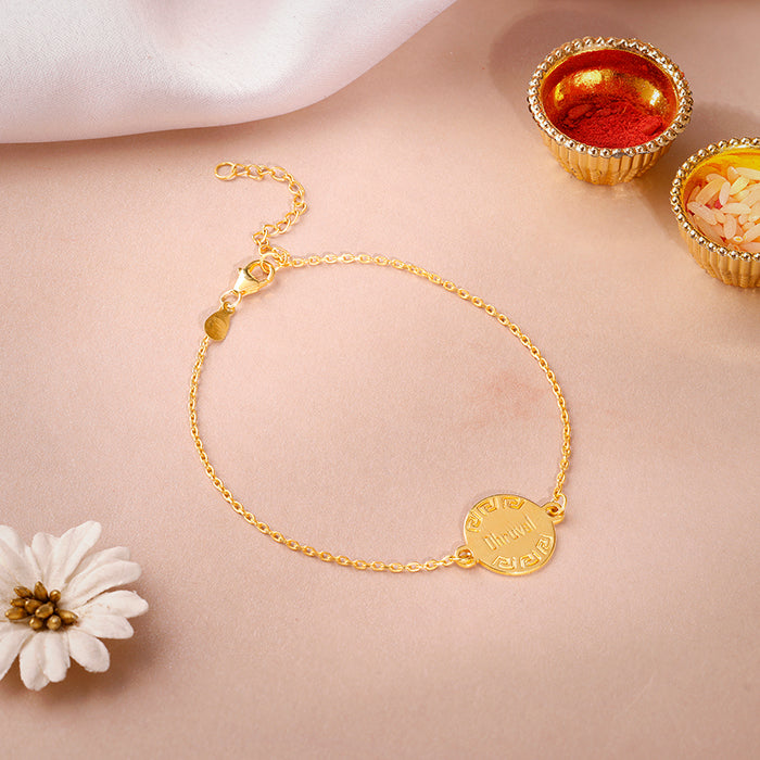 Golden Personalised Celtic Bracelet Rakhi — image 1