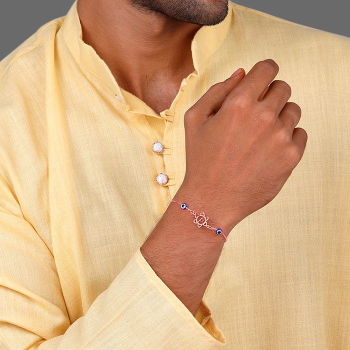 Rose Gold Personalised Evil Eye Bloom Bracelet Rakhi — image 2