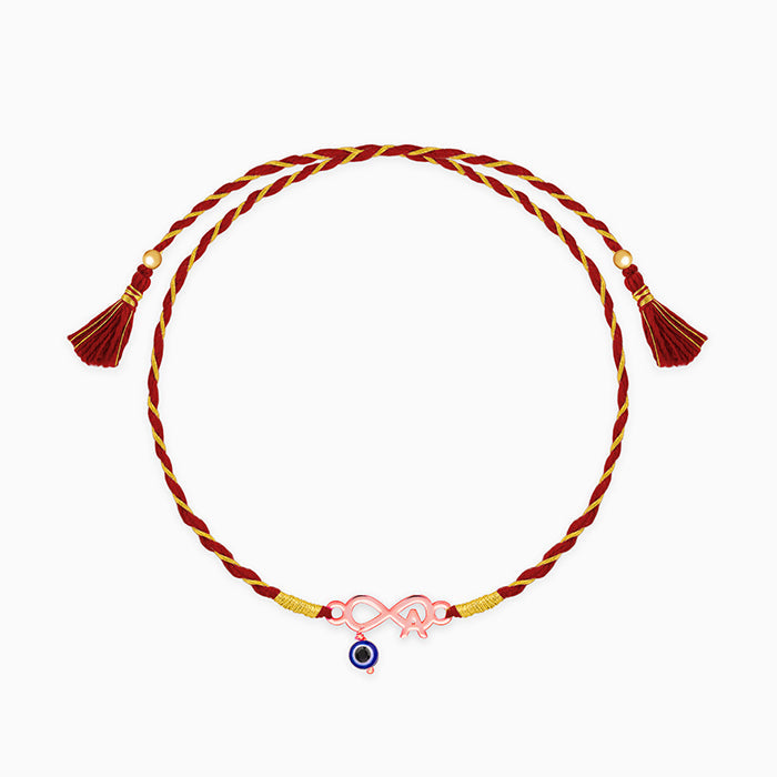 Rose Gold Personalised Initial Infinity Evil Eye Rakhi — image 3