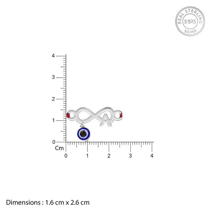 Silver Personalised initial Infinity Evil Eye Rakhi — image 3