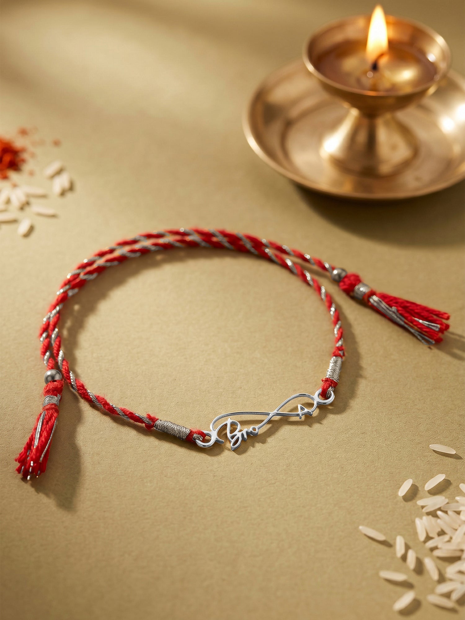 Silver Personalised Forever Bro Initial Rakhi — image 1
