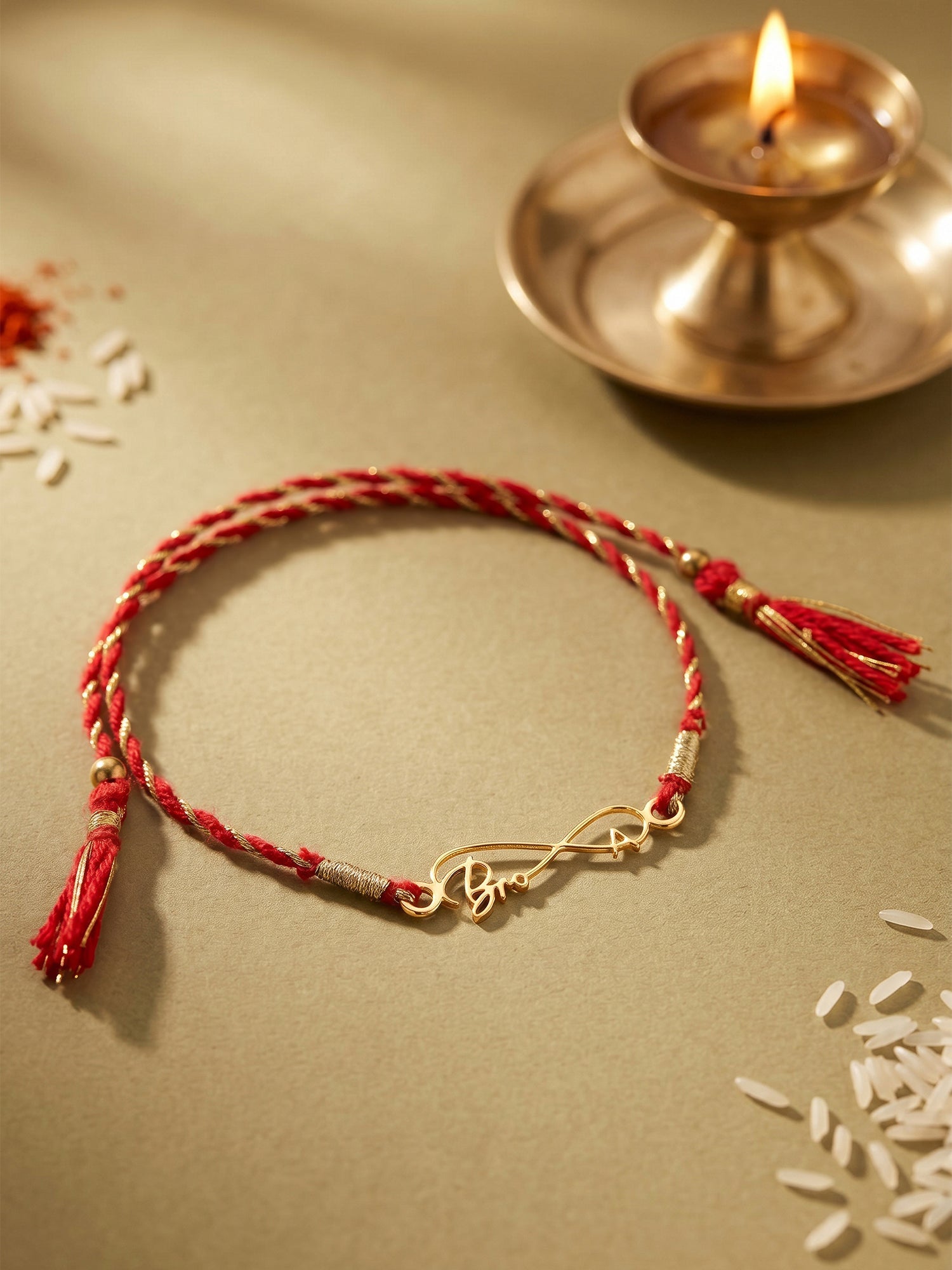 Golden Personalised Forever Bro Initial Rakhi — image 1