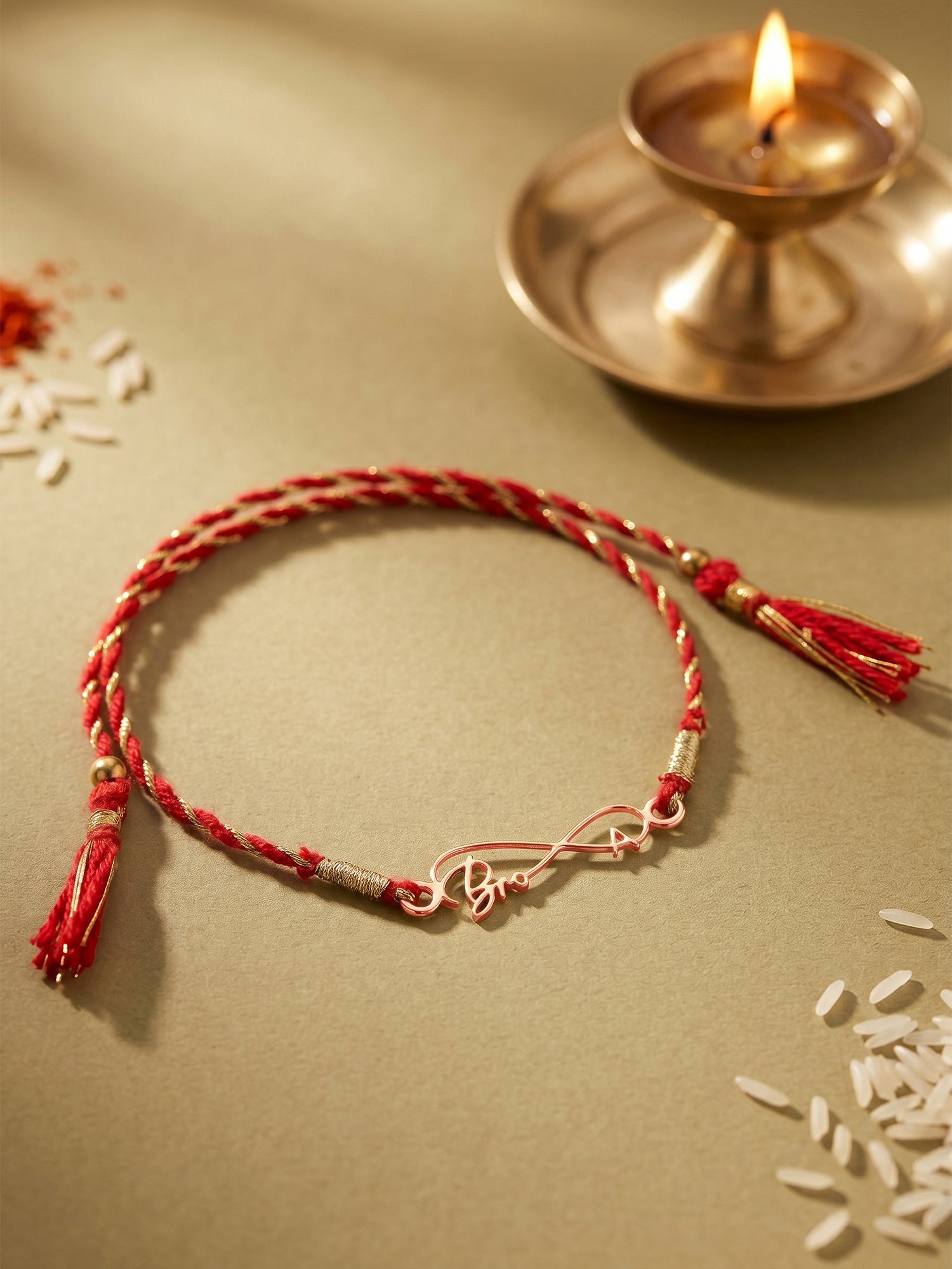 Rose Gold Personalised Forever Bro Initial Rakhi — image 1