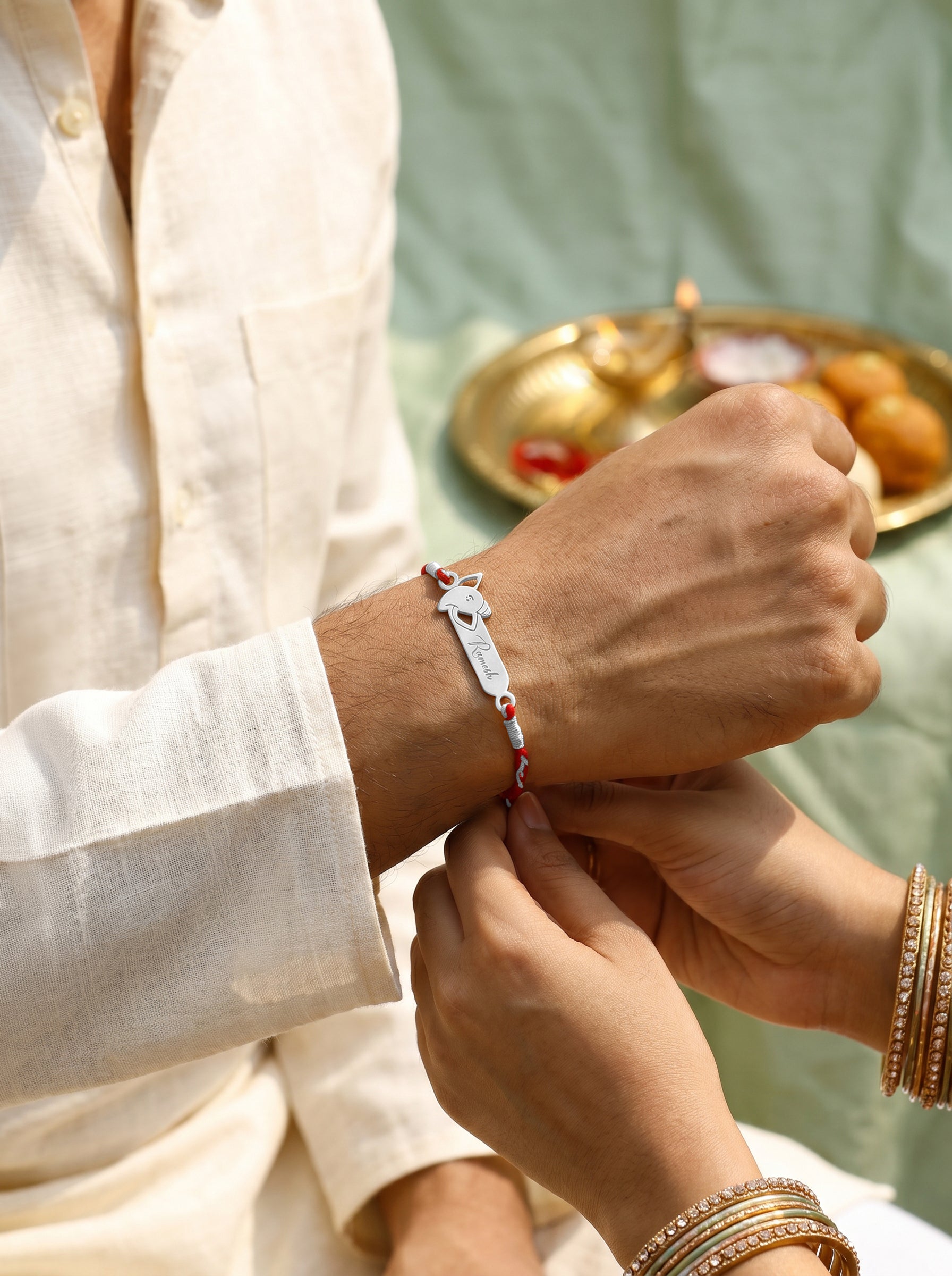 Silver Personalised Sacred Ganesha Rakhi — image 2