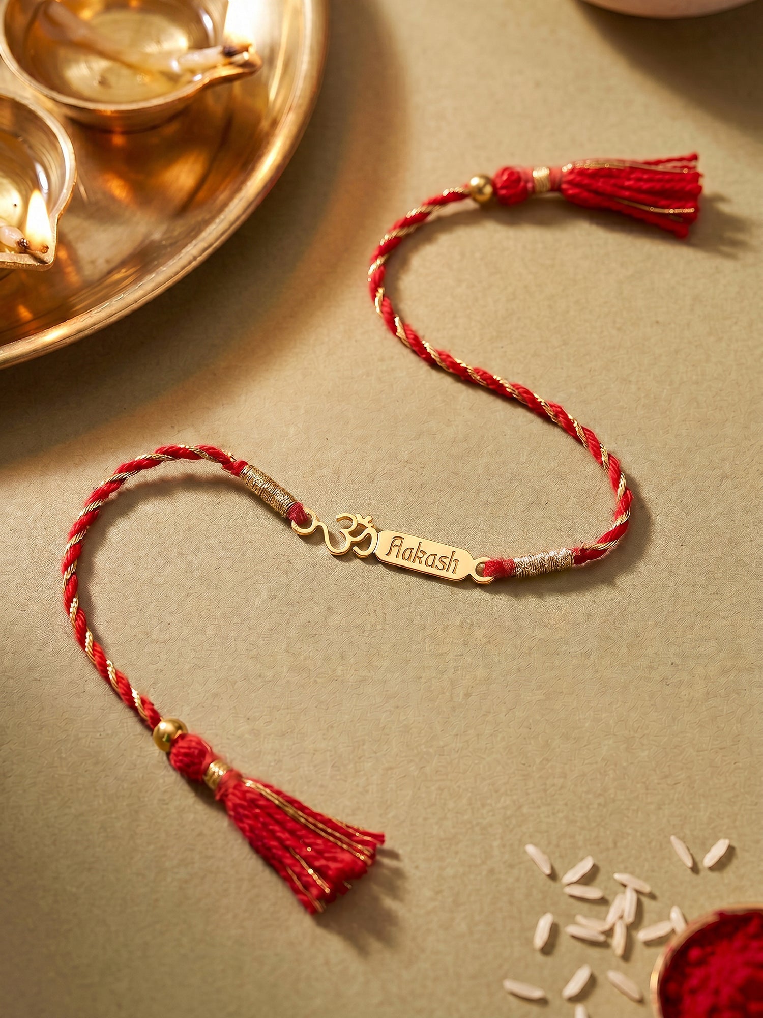 Golden Personalised Om Blessing Rakhi — image 3