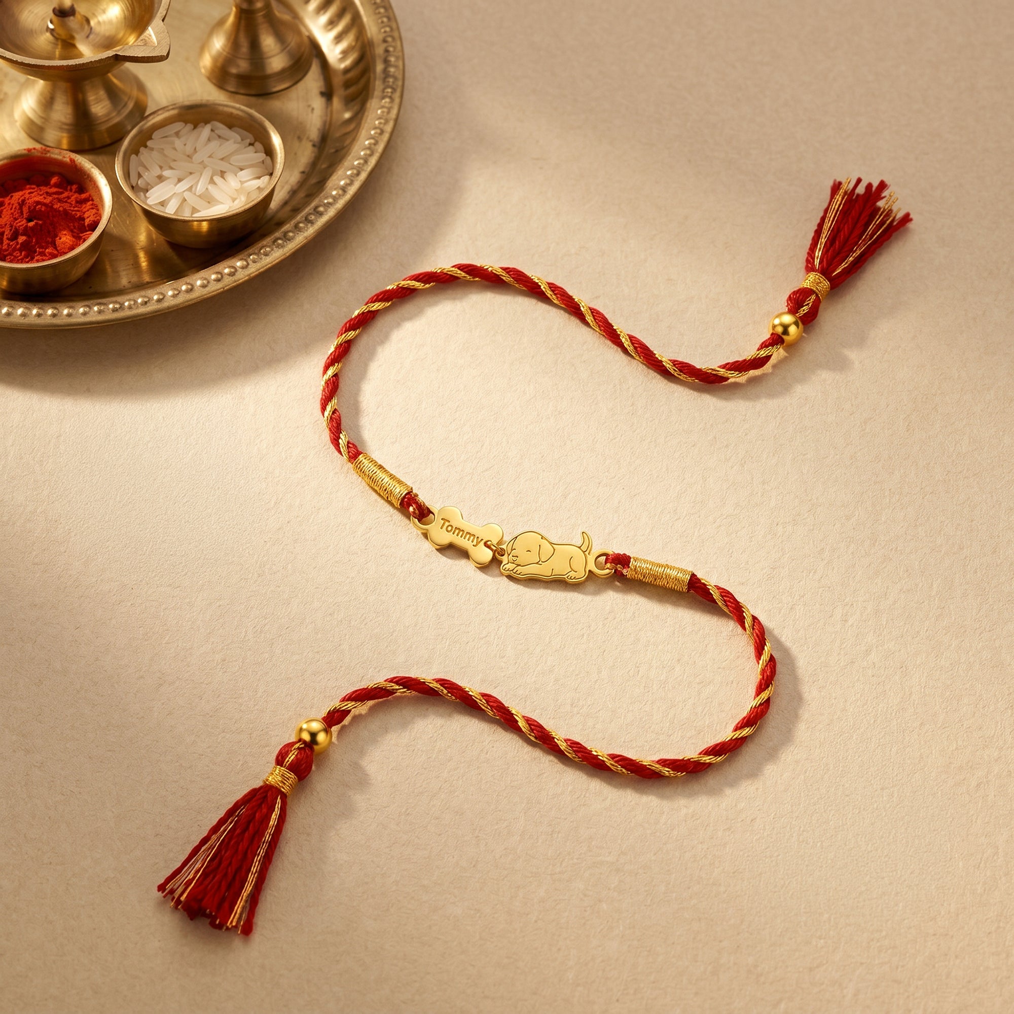 Golden Personalised Doggo Love Rakhi — image 1