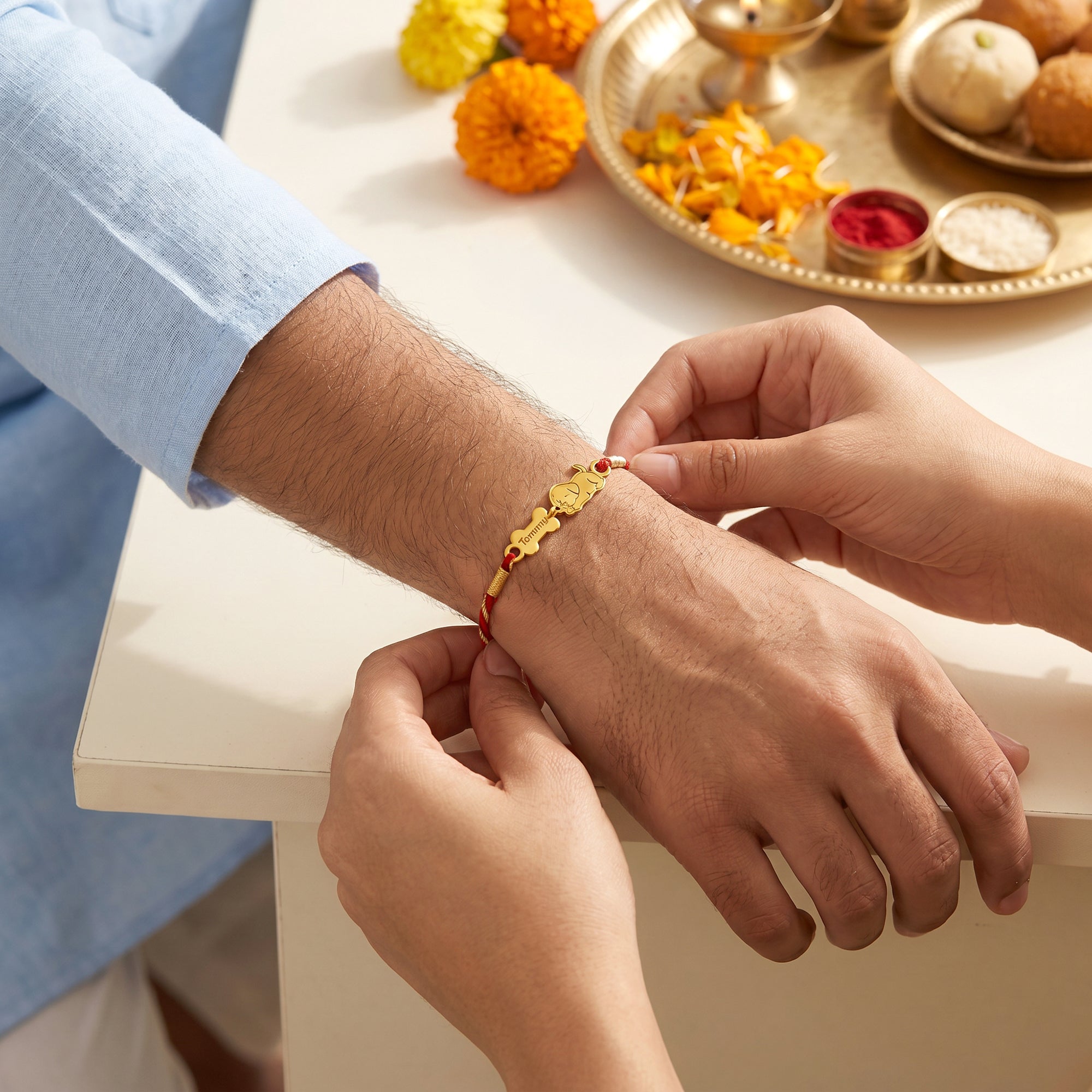 Golden Personalised Doggo Love Rakhi — image 2