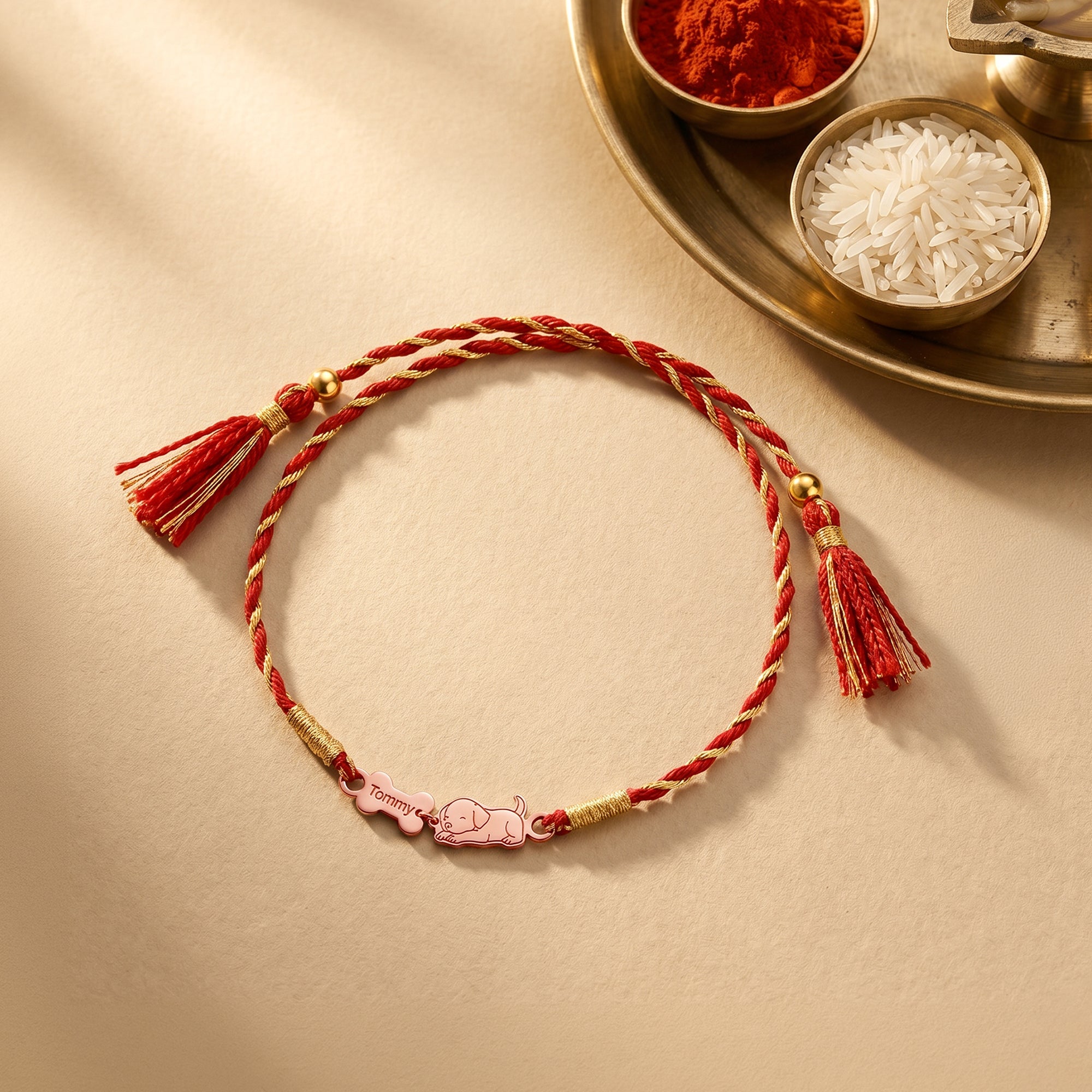 Rose Gold Personalised Doggo Love Rakhi — image 1
