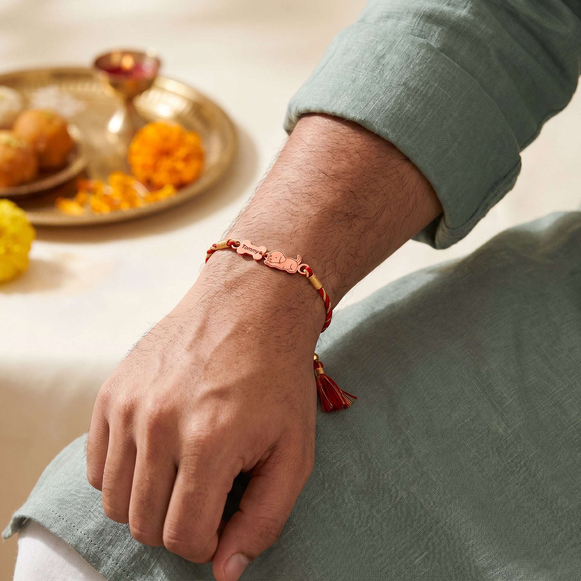 Rose Gold Personalised Doggo Love Rakhi — image 2