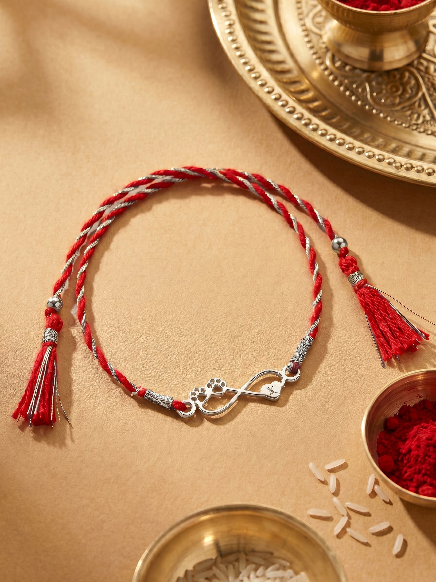 Silver Personalised Pawfect Infinity Initial Rakhi — image 1
