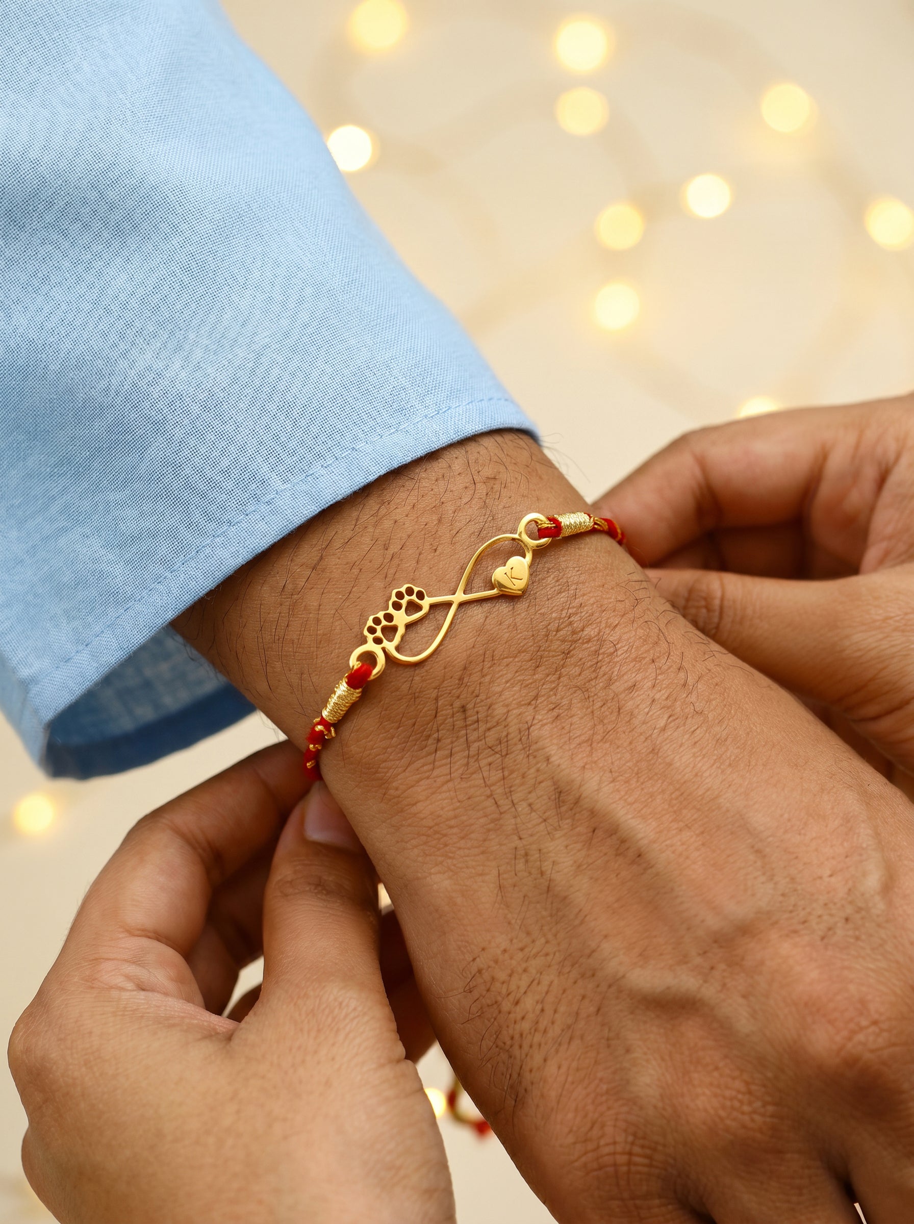 Golden Personalised Pawfect Infinity Initial Rakhi — image 2
