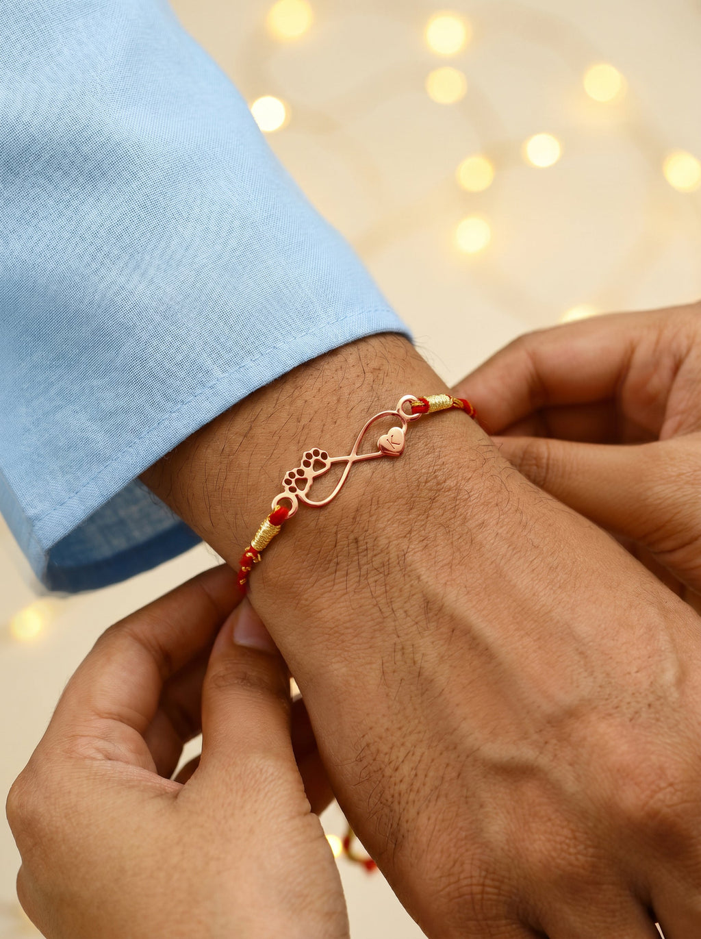 Rose Gold Personalised Pawfect Infinity Initial Rakhi — image 2
