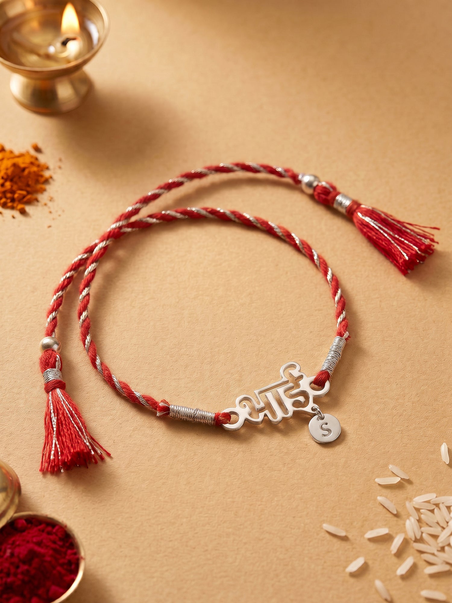Silver Personalised Forever Bhai Initial Rakhi — image 1