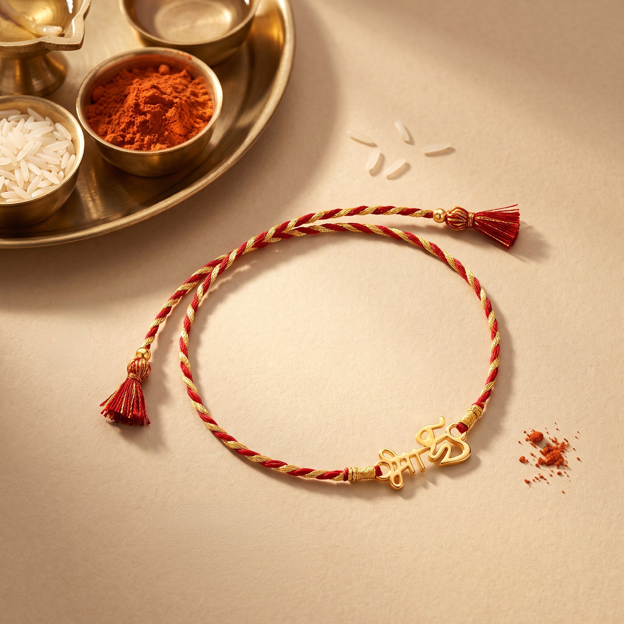 Golden Bhai Rakhi (Devanagari) — image 1