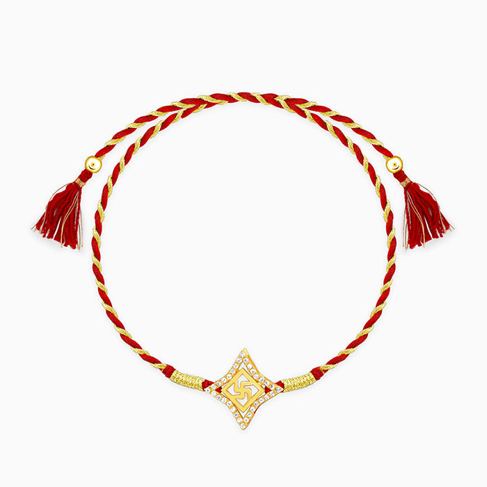 Golden Divine Swastik Rakhi — image 3