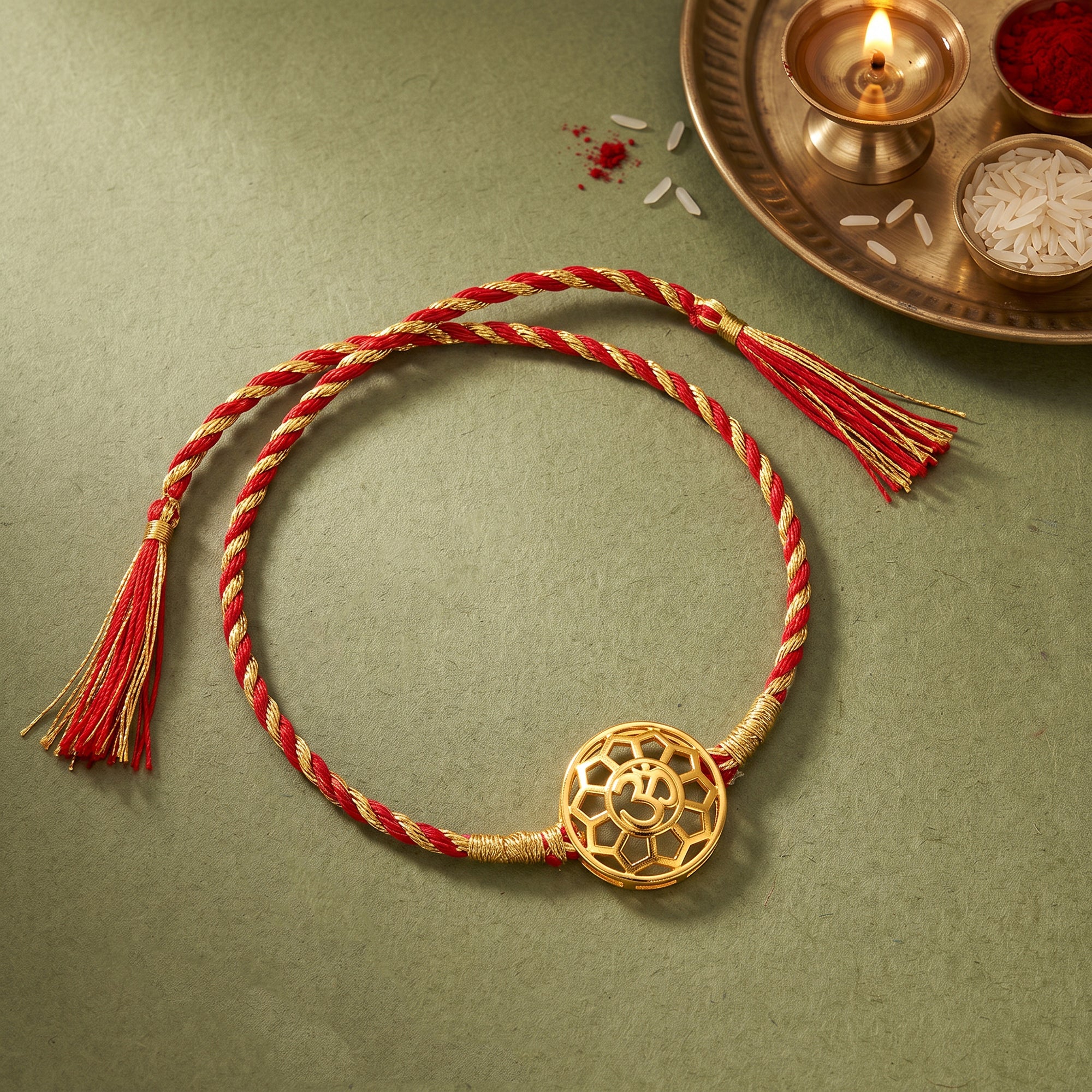 Golden Circular Om Rakhi — image 1