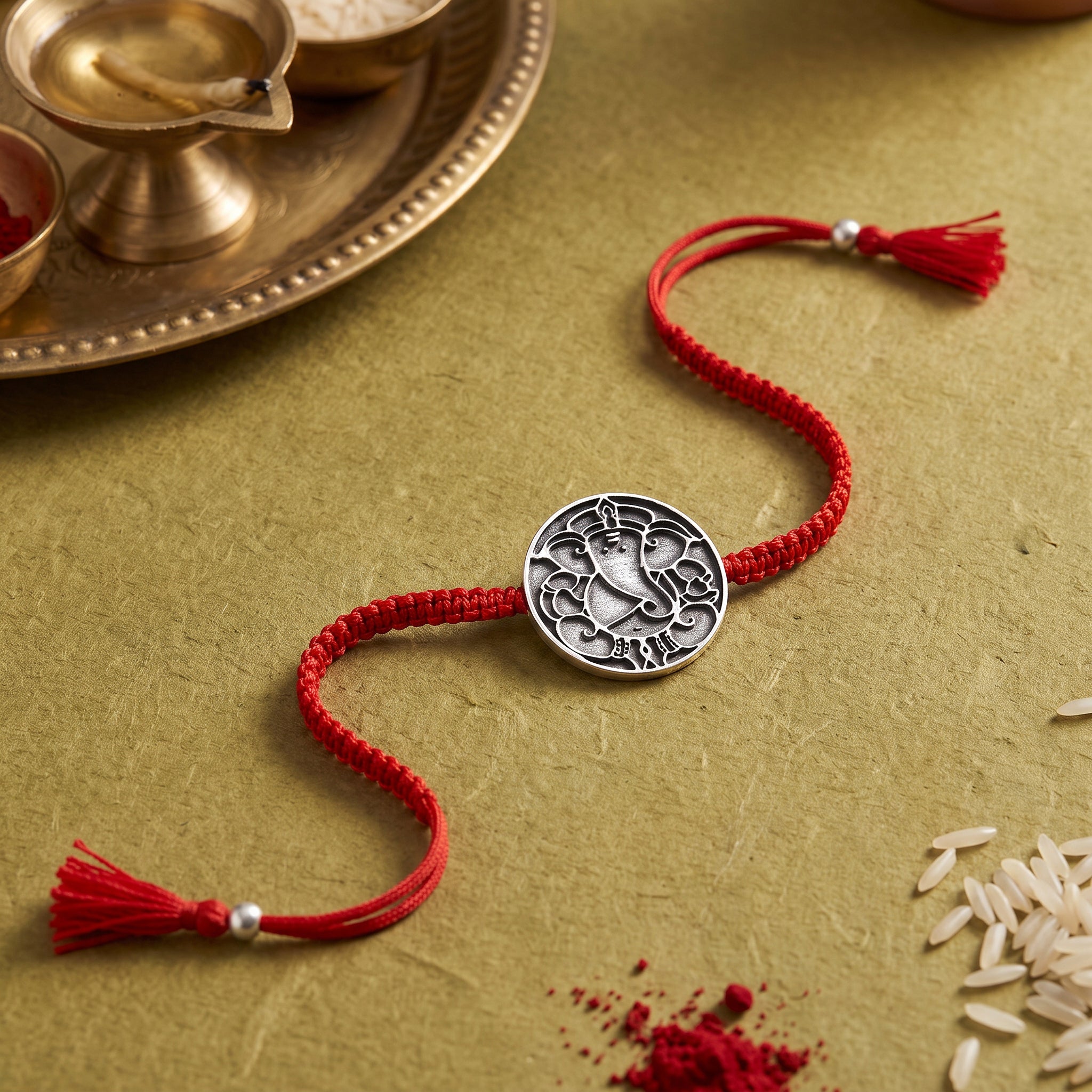 Oxidised Silver Lord Ganesha Sphere Rakhi — image 1