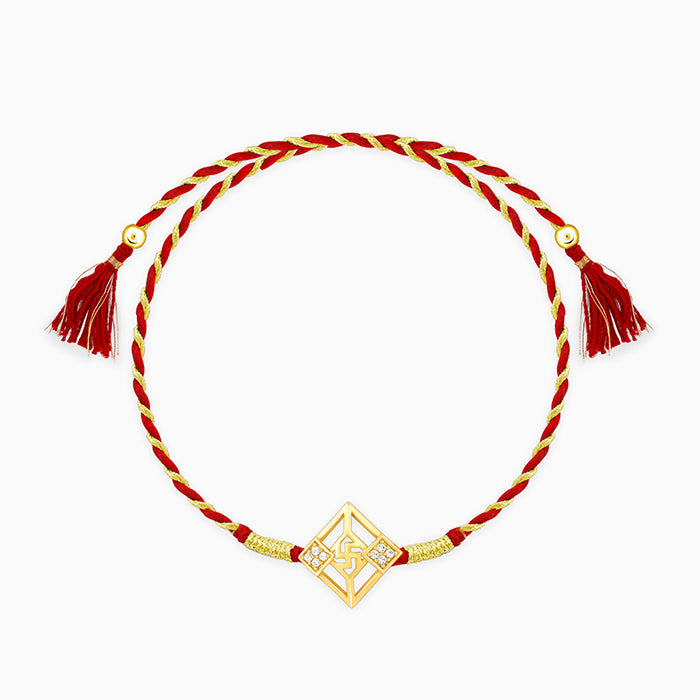 Golden Swastik Square Rakhi — image 3