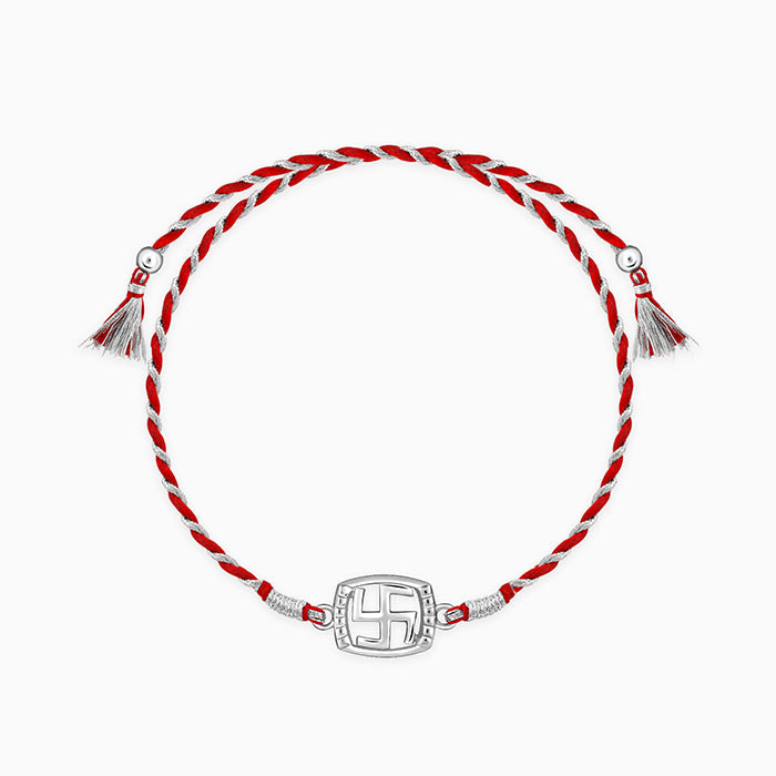 Silver Swastik In Square Rakhi — image 3