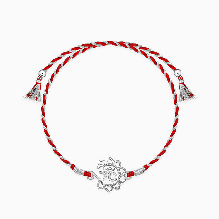 Silver Floral Om Rakhi — image 3