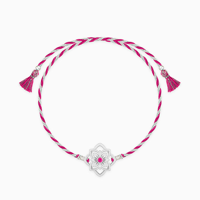 Silver Floral Sparkle Rakhi — image 3