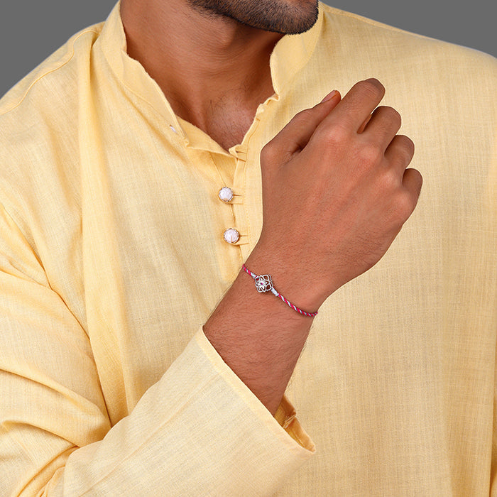 Silver Floral Sparkle Rakhi — image 2
