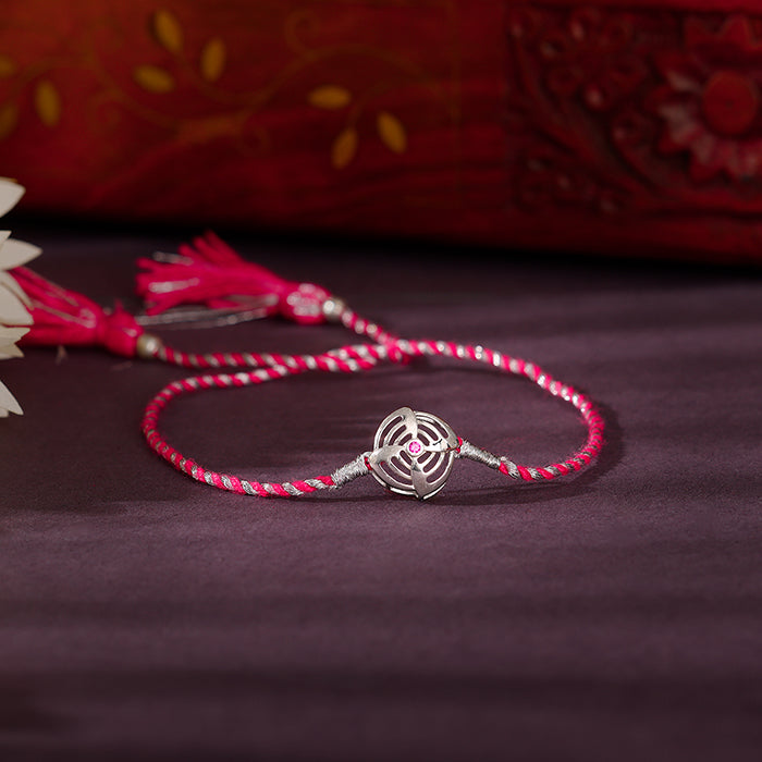 Silver Elegant Circle Rakhi — image 1