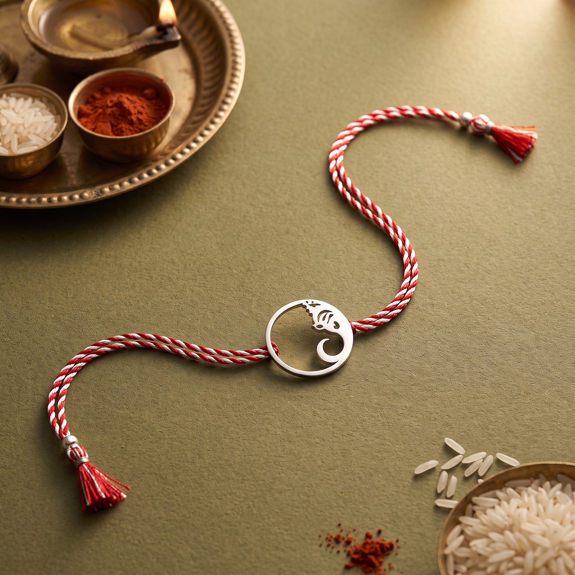 Oxidised Silver Lord Ganesha Halo Rakhi — image 1