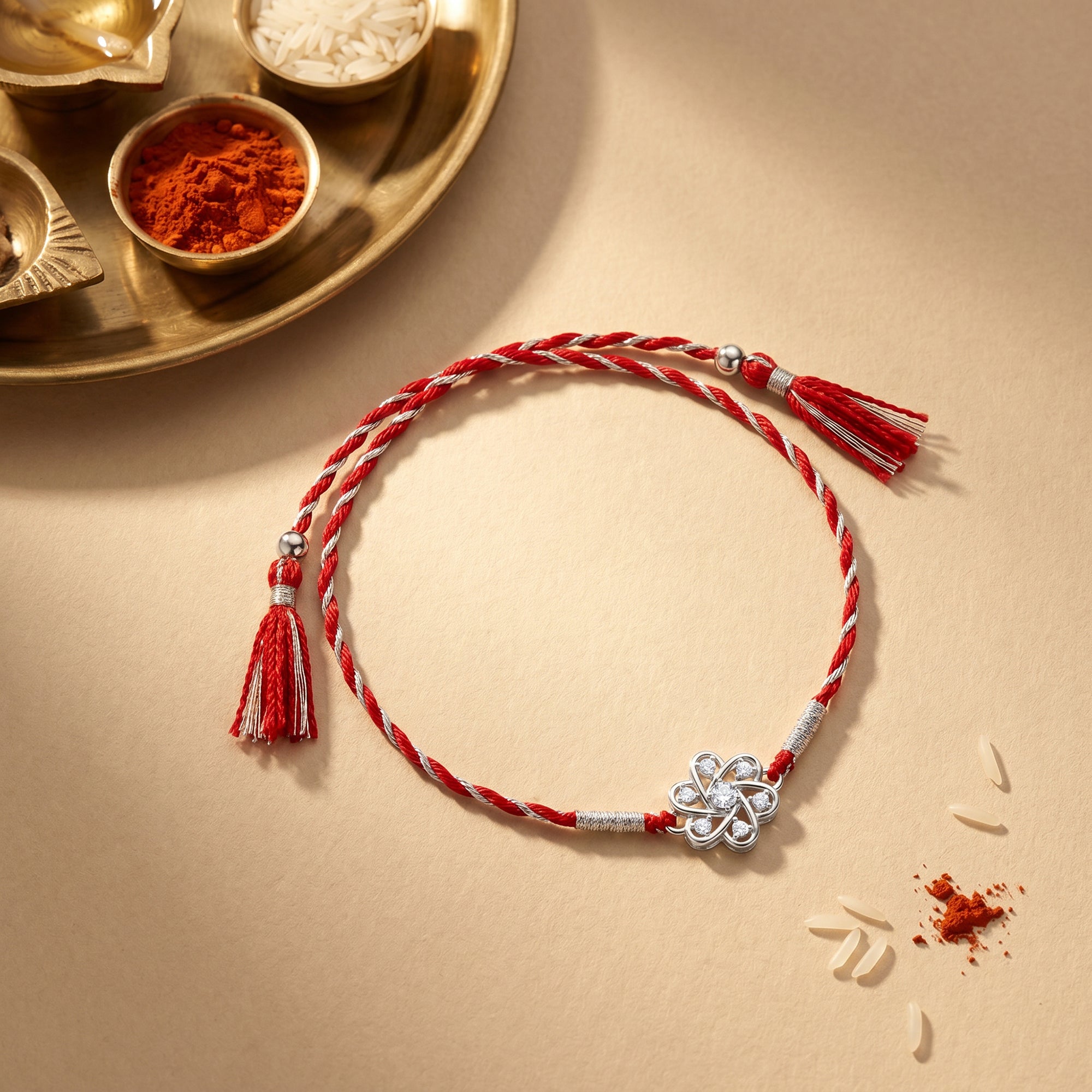 Silver Flowery Rakhi — image 1