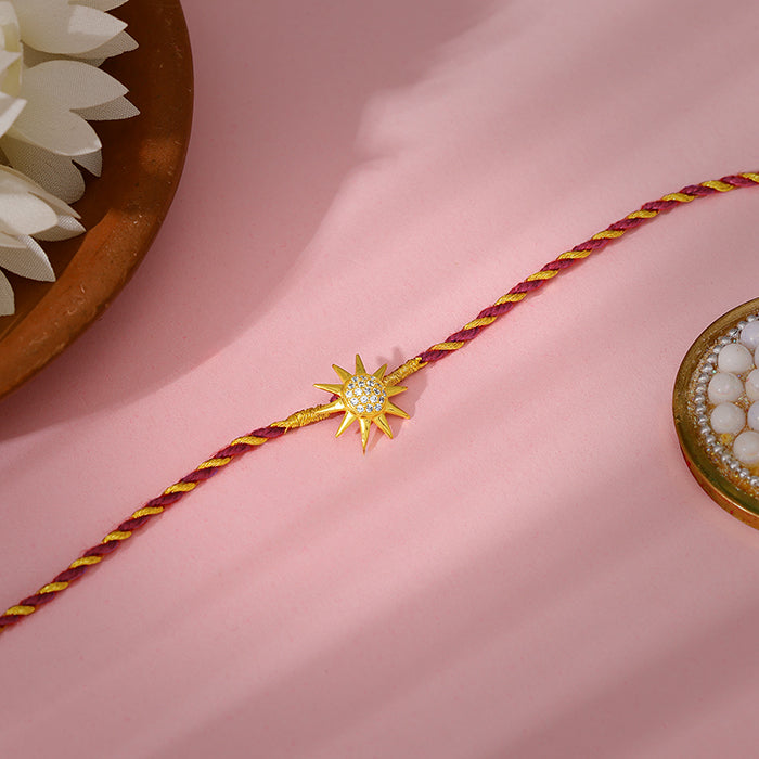 Golden Sparkling Sun Rakhi — image 1