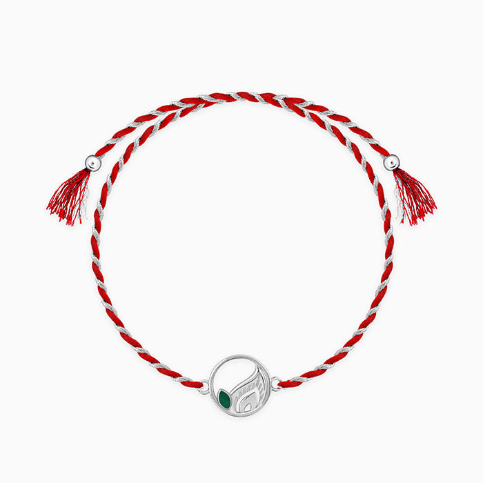 Silver Peacock Feather Rakhi — image 3