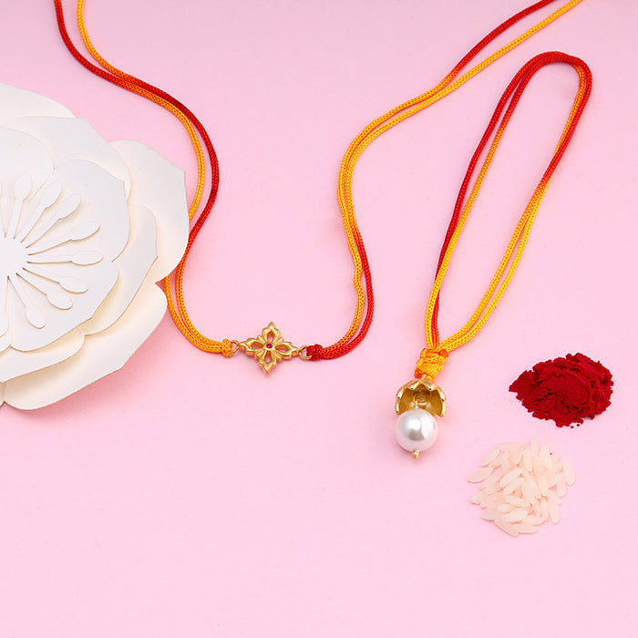 Golden Bridging Hearts Bhaiya Bhabhi Rakhis — image 1