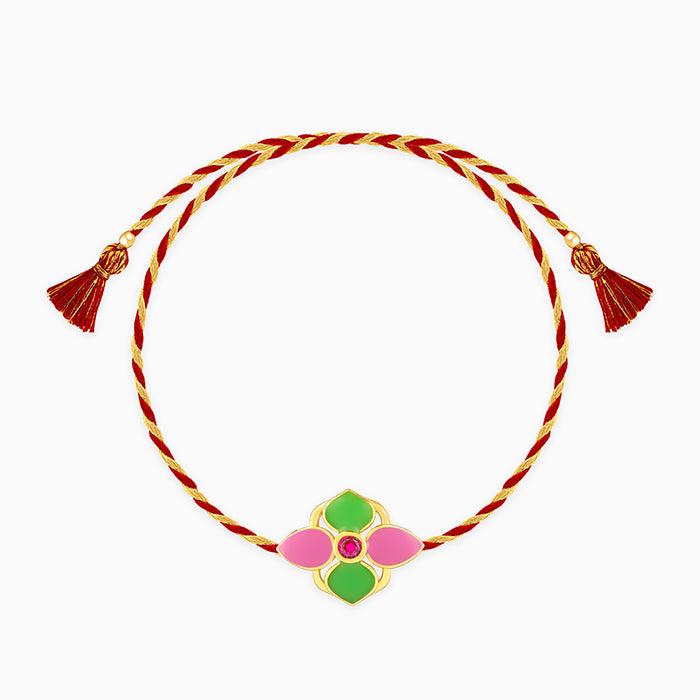 Golden Colourful Floral Rakhi — image 2