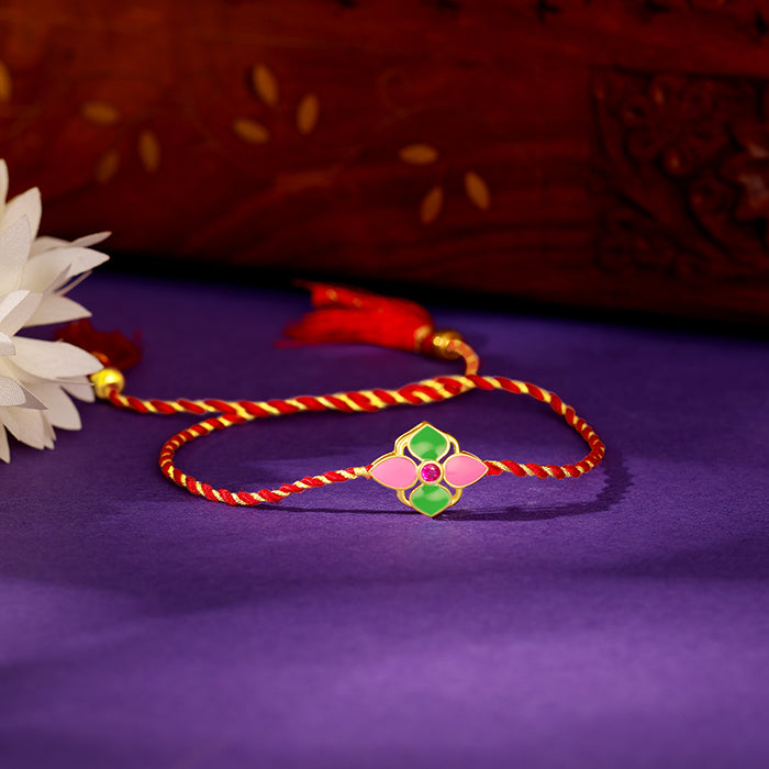 Golden Colourful Floral Rakhi — image 1