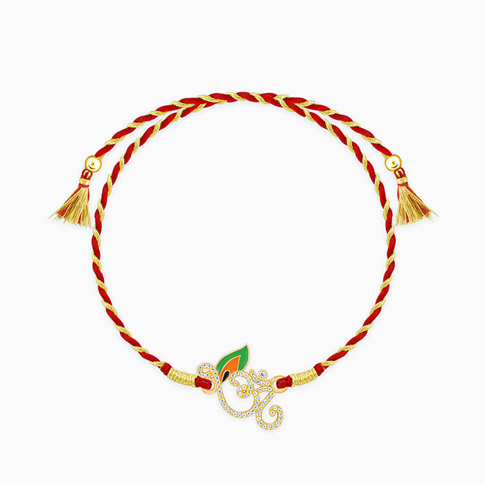Golden Sparkling Om Rakhi — image 3