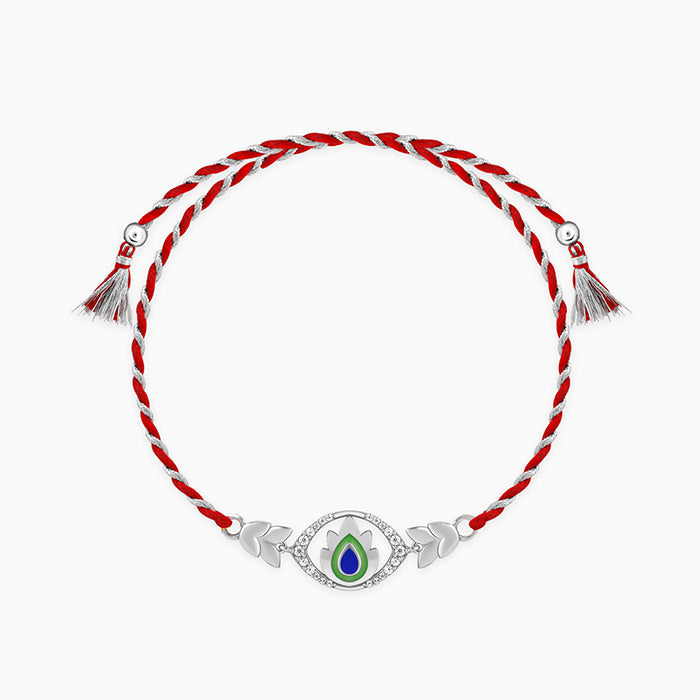 Silver Elegant Peacock Feather Rakhi — image 3