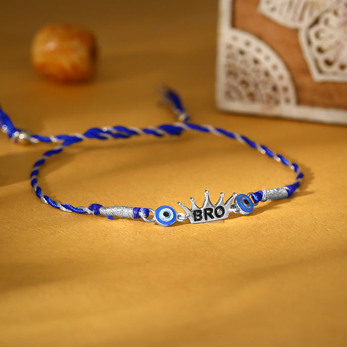 Silver King Bro Evil Eye Rakhi — image 1