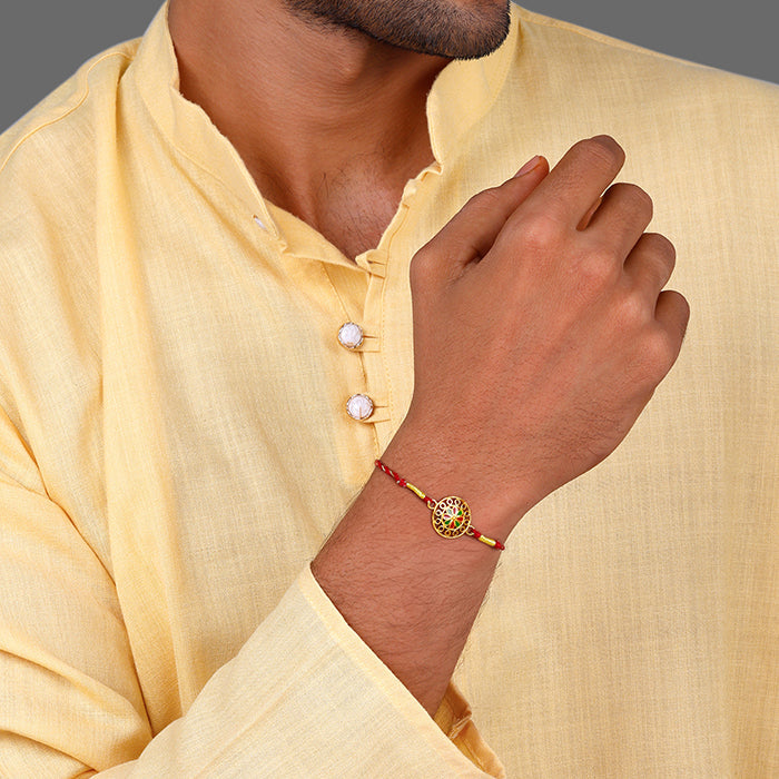 Golden Floral Circle Rakhi — image 2