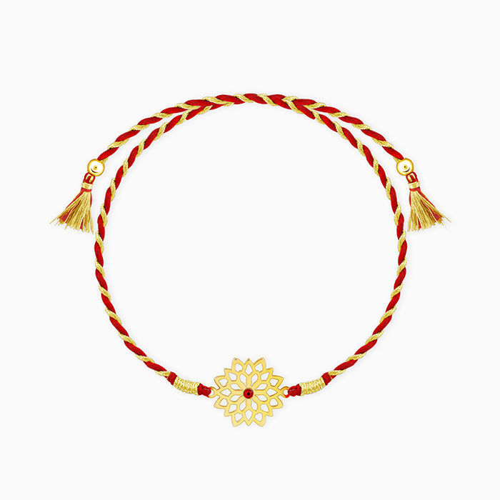 Golden Sparkling Floral Rakhi — image 3