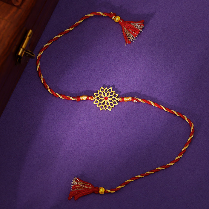 Golden Sparkling Floral Rakhi — image 1