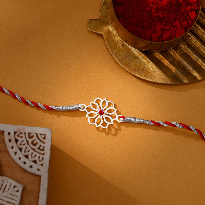 Silver Floral Bloom Rakhi — image 1