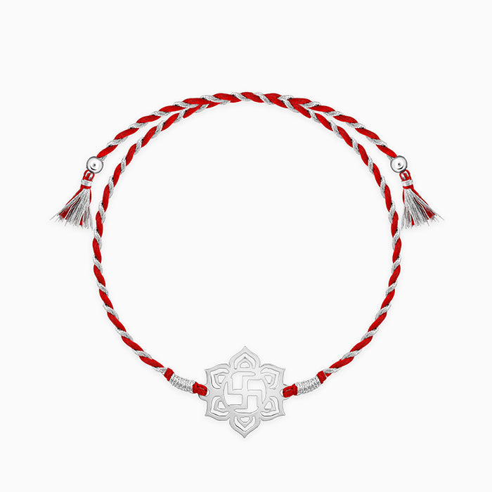 Silver Spiritual Swastik Rakhi — image 3