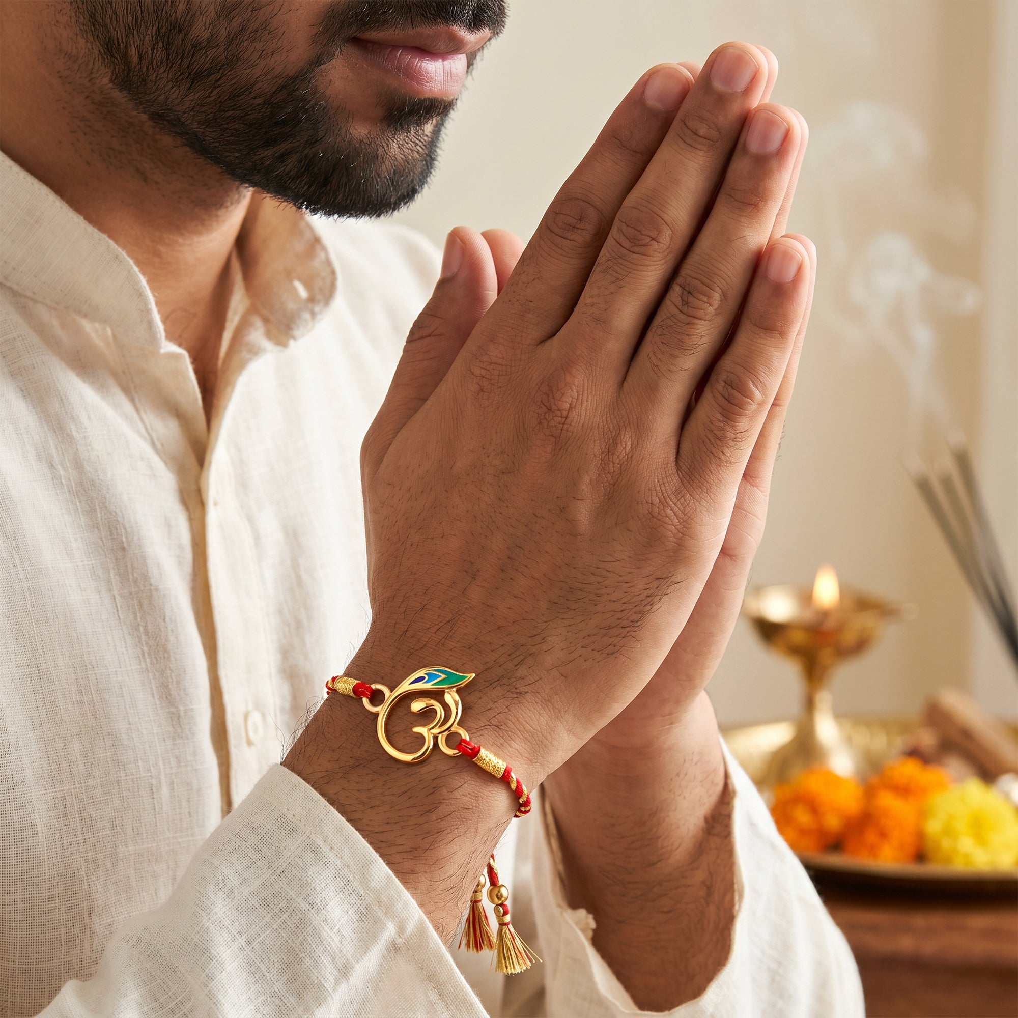 Golden Flower Omkara Rakhi Combo (Set of 2) — image 3