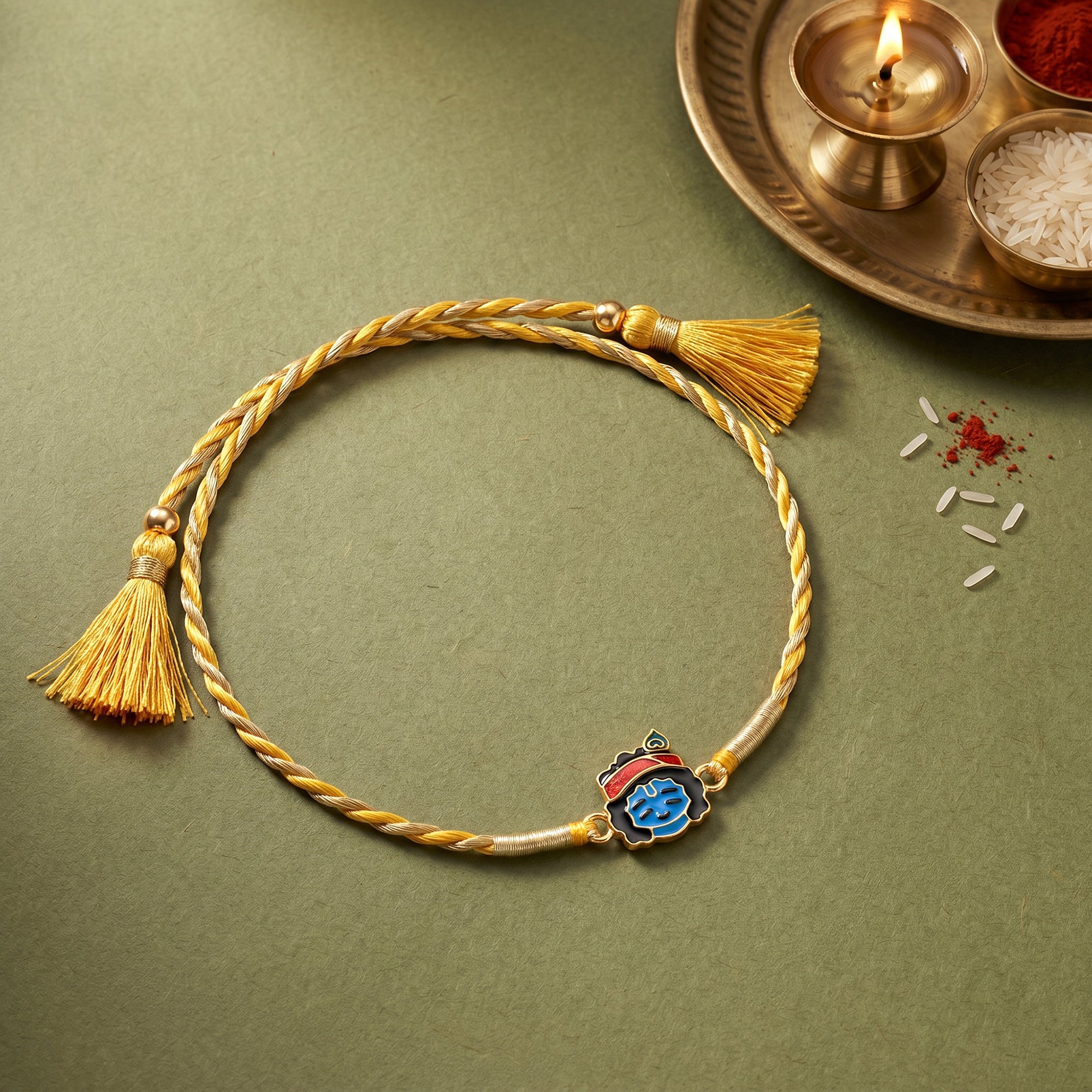 Golden Kanhaiya Kids Rakhi — image 1