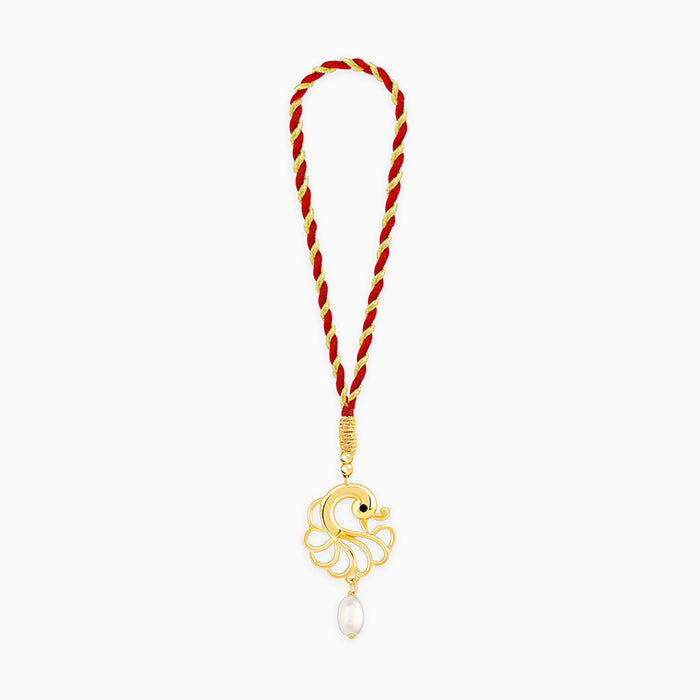 Golden Pearl Peacock Lumba Rakhi — image 3